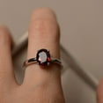 thumbnail image 4 of red garnet wedding ring, oval cut red gemstone ring, January birthstone ring, silver solitaire ring, 4 of 4