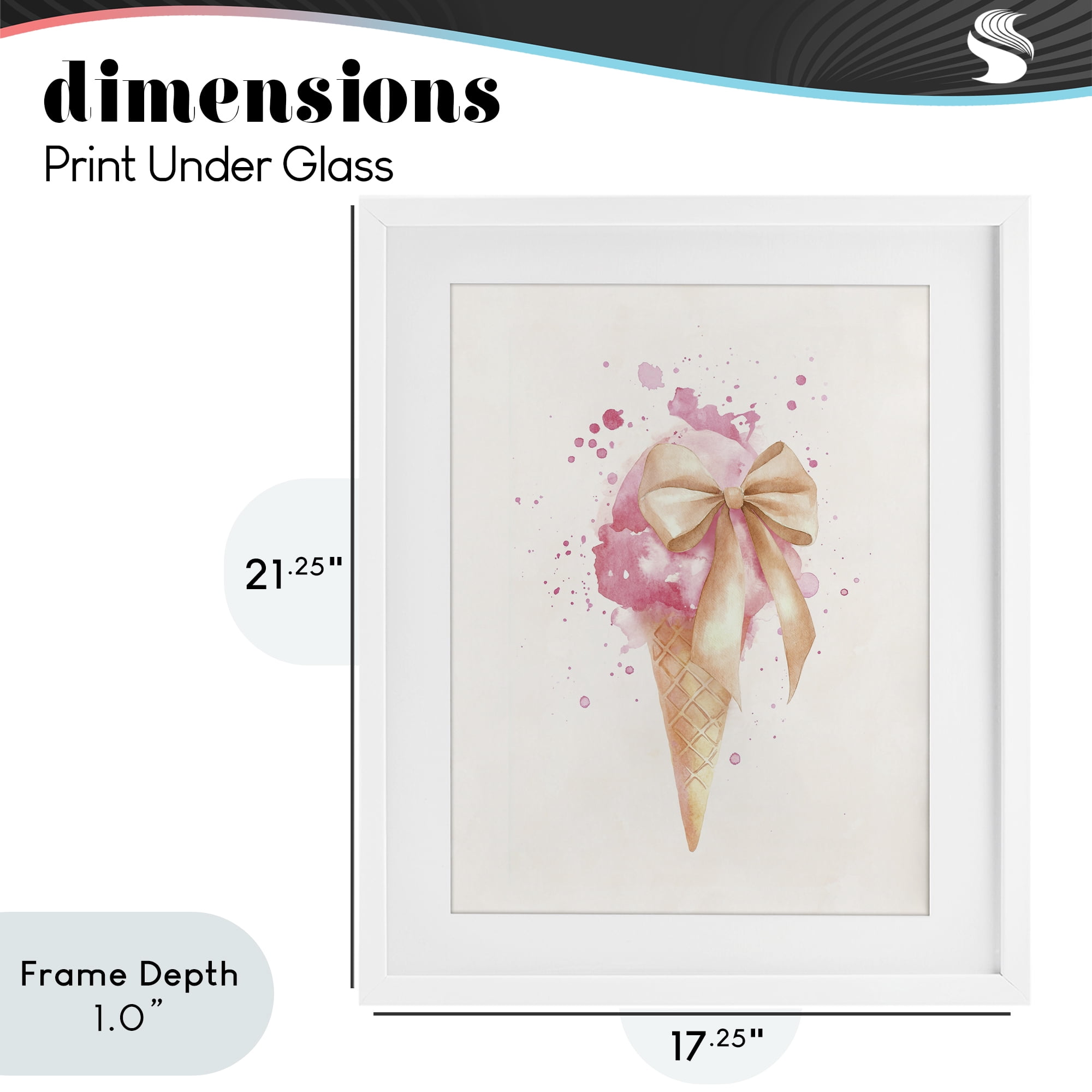 Stupell Industries Icy Charm Ice Cream Cone White Framed Print Under Glass, design by Svetlana Aleynikova