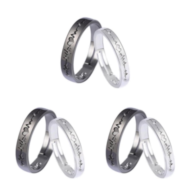 Minnieouse 2Pcs Couple Rings Adjustable Fashion Romantic Lover for Boys Girls Christmas Type2