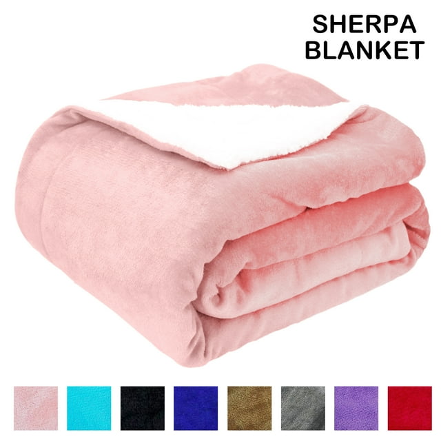 Sherpa Fleece Throw Blanket, Throw Size Soft Fuzzy Throw Blankets, Pink