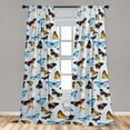 thumbnail image 4 of Ambesonne Spring Curtains, Butterflies Colorful Pattern, Pair of 28"x84", Pale Orange and Sky Blue, 4 of 5