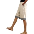 thumbnail image 6 of Womens Cotton Linen Casual Shorts Elastic Waist Shorts Women Loose Shorts Women Beachy Shorts Business Casual Work Pleated Linen Shorts Women Workout Shorts Women Womens Comfy Shorts, 6 of 9