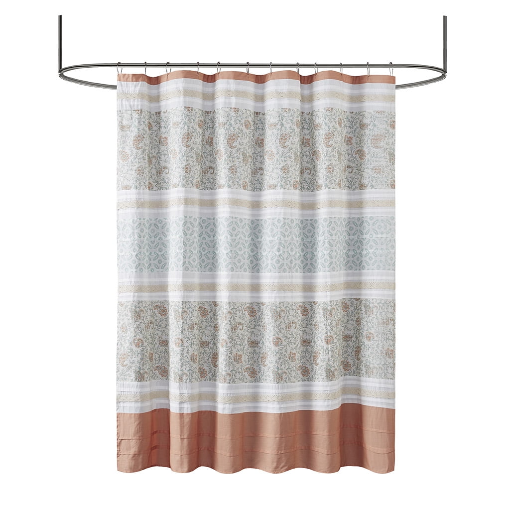 MAYEERTY Coral Shower Curtain Textured Bathroom Shower Curtains with 12 pcs Hooks,72" x 72"