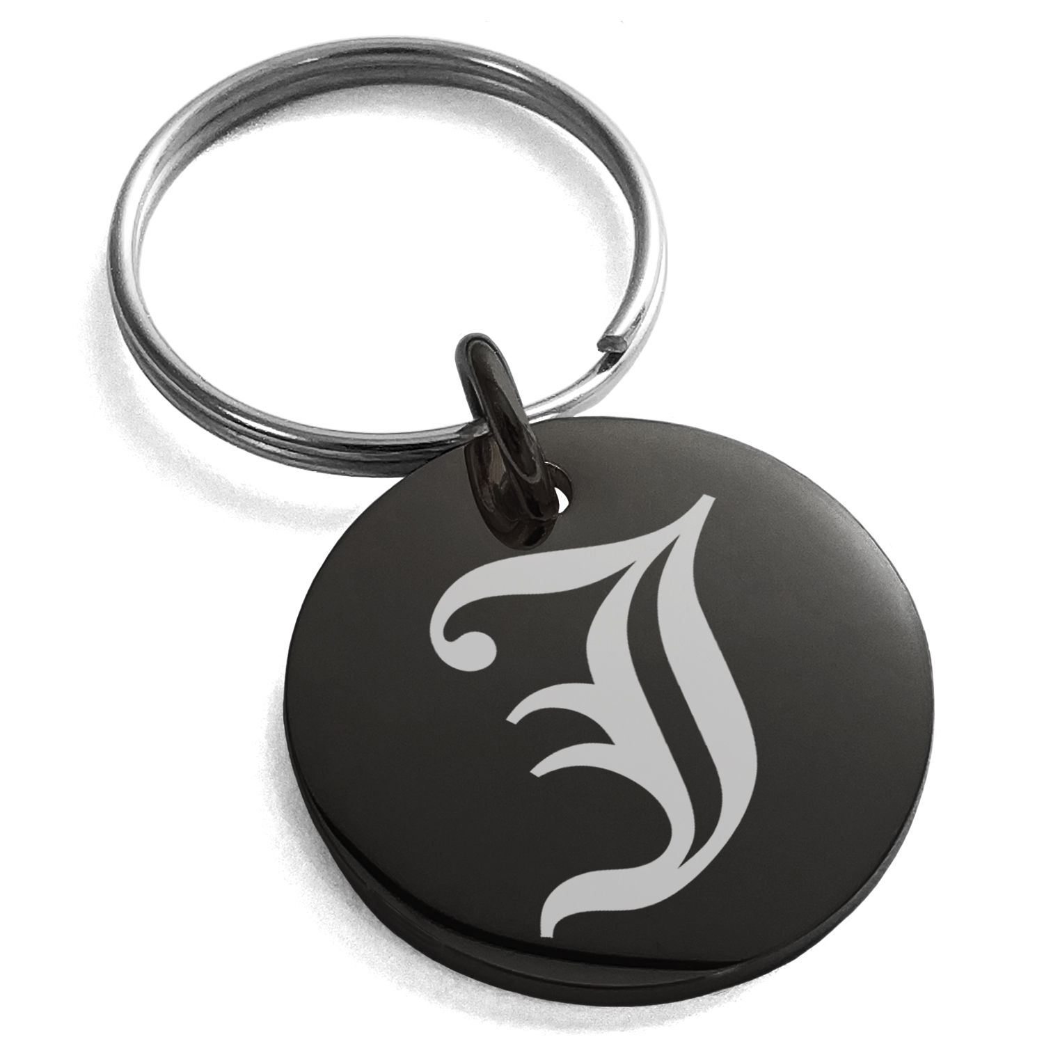 Stainless Steel Letter J Initial Old English Monogram Engraved Small