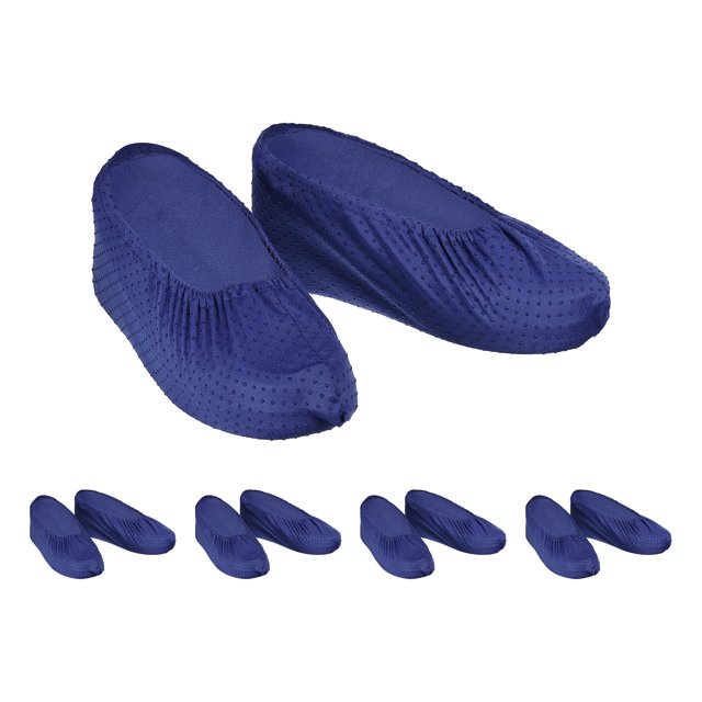Unique Bargains Couvre-Chaussures, 5 Paires Réutilisables Antidérapants pour Intérieur, Bleu Marine