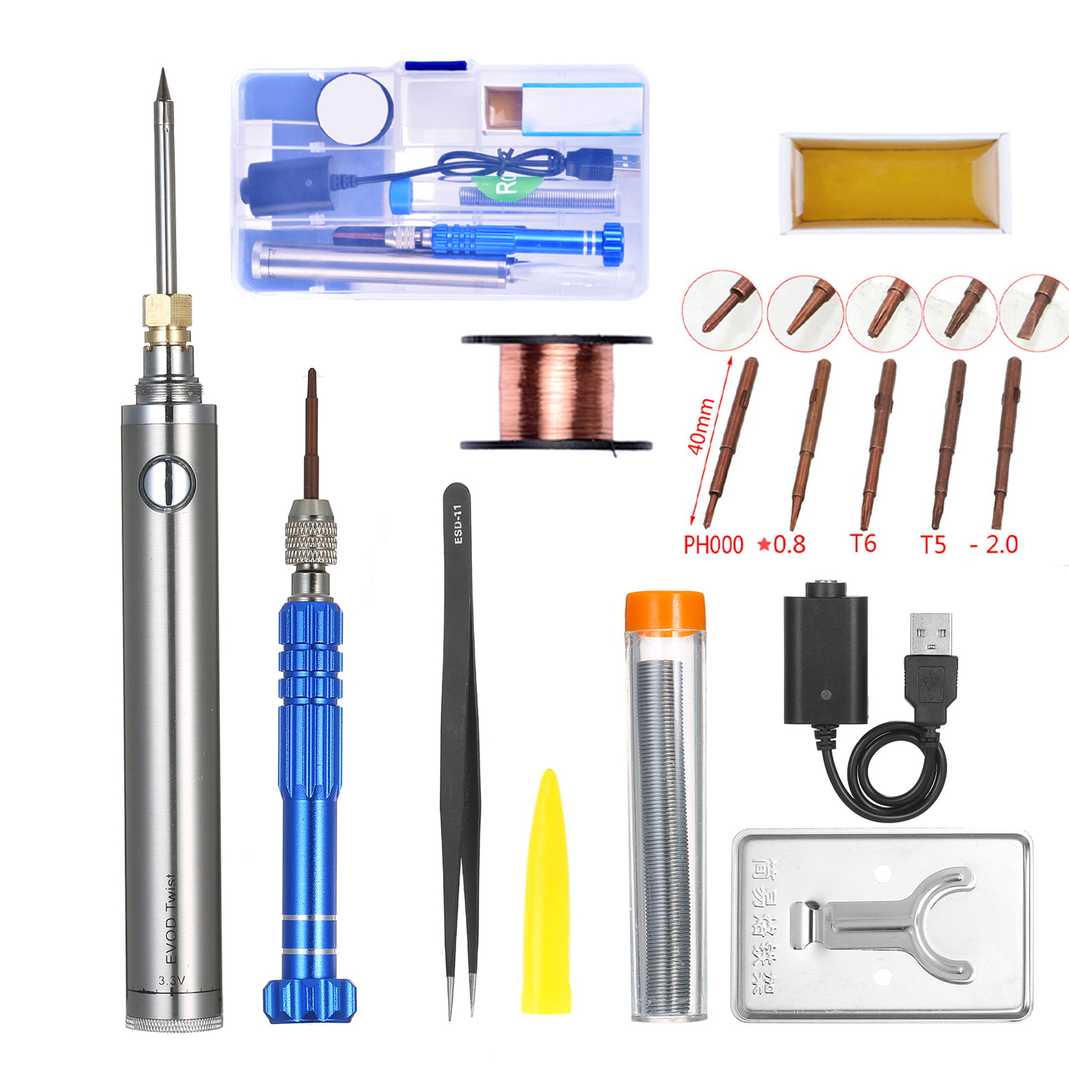 Mini Portable 5V 8W USB  Electric Soldering Iron Touch Switch With LED Indicator 