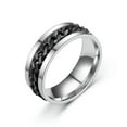 thumbnail image 3 of Silver/Gold/Black/Blue/Rainbow Chain Spinner Band Male Stainless Steel Mens Ring, 3 of 8