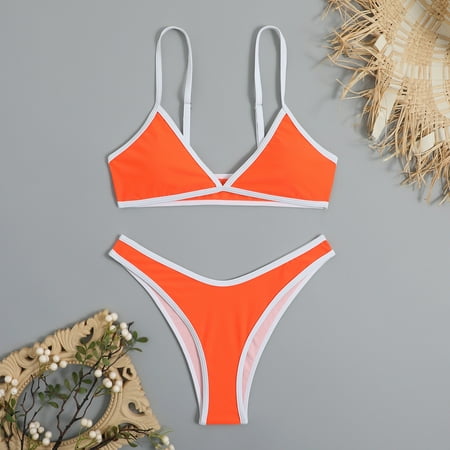 Aayomet Women S Bikini Swimsuits Women s Bikini Swimsuits Two Piece Bathing Suits Halter Thong Bikini Brazilian Bottom Tie Side Bikini Sets RD1 L