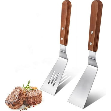 GoXteam 2Pcs Metal Spatulas Set, Metal Spatula for Cast Iron Skillet, Cooking Utensils Fish Egg Grill Spatula Stainless Steel Slotted Spatula