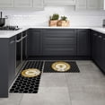 thumbnail image 4 of Kitchen Mat Rug Set of 2 Vintage Flower Bee Honey Hive Black Background Runner Rug Anti-Fatigue Comfort Memory Foam Standing Mat Non-Slip Floor Door Mat for Bathroom Bedroom 18x30in+18x60in, 4 of 6