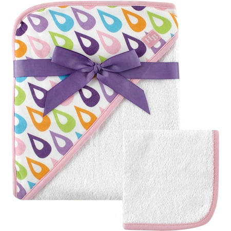 Hudson Baby Woven Hooded Towel with Washcloth, Purple