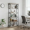 thumbnail image 5 of Industrial Bookshelf Wood Bookcase 6 Tier Storage Open Rack Shelf with Metal Frame Rustic Tall Standing Bookshelves Large Display Rack for Bedroom,Living Room and Home Office, 5 of 9