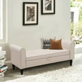 thumbnail image 5 of Yongqiang Storage Bench with Arms Upholstered Linen Bed Bench for Bedroom Living Room Entryway Ottoman Bench with Storage Ivory, 5 of 11