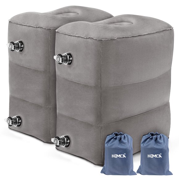 Almohada inflable para reposapiés de viaje, paquete de 2 unidades HOMCA (gris)