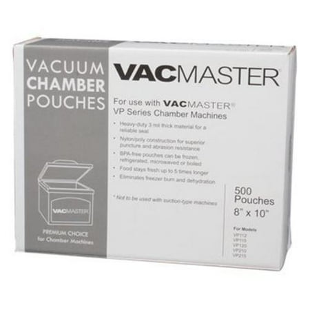 vacmaster 40722 3-mil vacuum chamber pouches, 8-inch by 10-inch, 500 per box