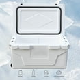 thumbnail image 3 of 65 Quart Hard Large Cooler Insulation Portable Ice Chest Box with Wheels and Handle,High Performance Popular Cooler Box for Beach Drink Beverage Camping Picnic Fishing Boat Barbecue, White, 3 of 8