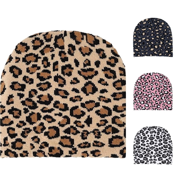 VOUZZA Cheetah Print Slouchy Beanie for Women Men Oversized Windproof Leopard Print Knitted Winter Hats for Cold Weather Soft Warm Unisex Skull Caps