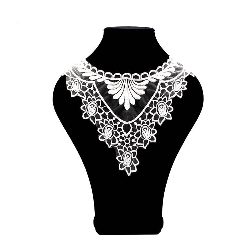 Papaba Collar Applique,Luxury Lace Embroidered Long Peacock Neckline