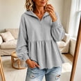 thumbnail image 3 of Lutiedan Womens Peplum Hoodies Half Zip Lantern Long Sleeve Baggy Sweatshirts Ruffle Hem Casual Hooded Pullover Tops S-3XL,Gray, 3 of 6