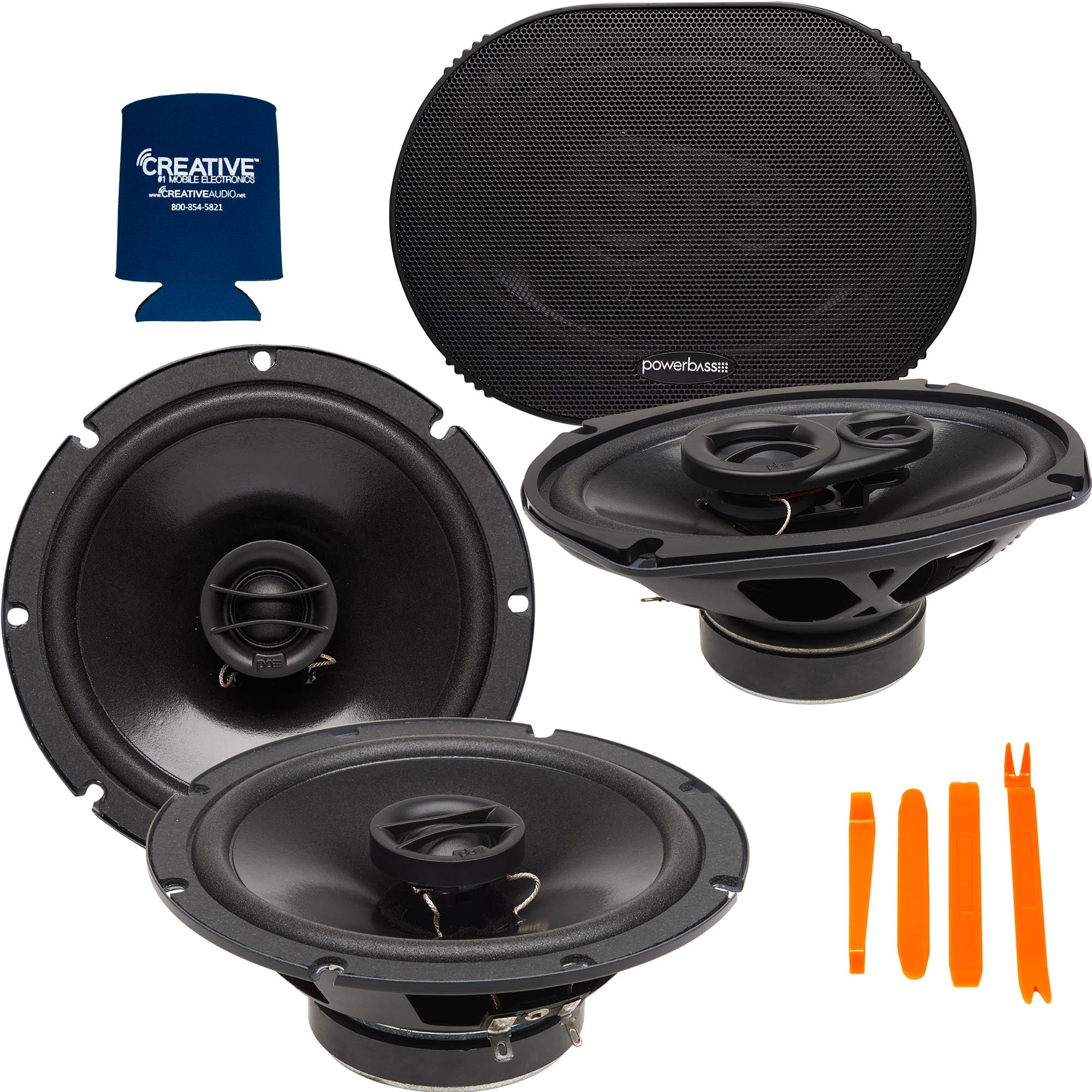 PowerBass S-6802 6x8" 2-Way 180 Watts Car Audio Full-Range Coaxial Speakers Pair 