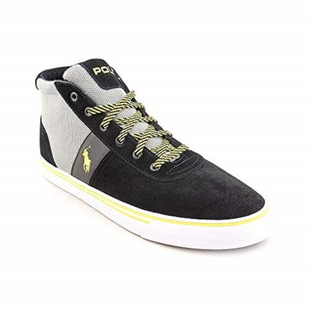 Polo Ralph Lauren Men's Hanford Mid Sneaker,Black/Grey/Yellow,9 D US