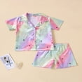 thumbnail image 2 of Kids 2PCS Pajamas Outfits Red/Cow Pattern Print/Colorful Short Sleeve Tops + Elastic Waist Shorts Boys Girls Sleepwear Set Colorful 2-3 Years, 2 of 7