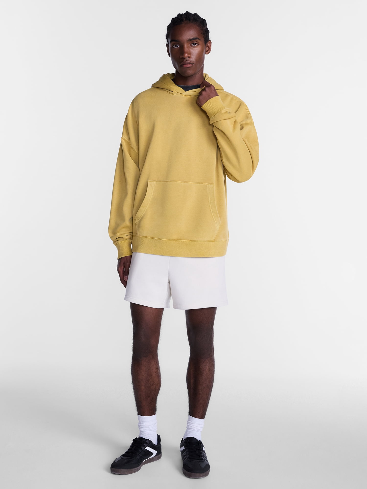 No Boundaries Boxy Fit Oversized Fleece Hoodie with Long Sleeves, Men's XS-4XLT