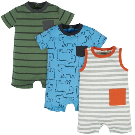 

Gerber Baby and Toddler Boy Rompers 3 Pack Sizes Newborn - 24 Months