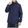 thumbnail image 2 of JUMESG Mens Jackets with Hoods Men's Windbreaker with Lining Long Sleeves Waterproof Hoodie Jacket,Dark Blue L, 2 of 9