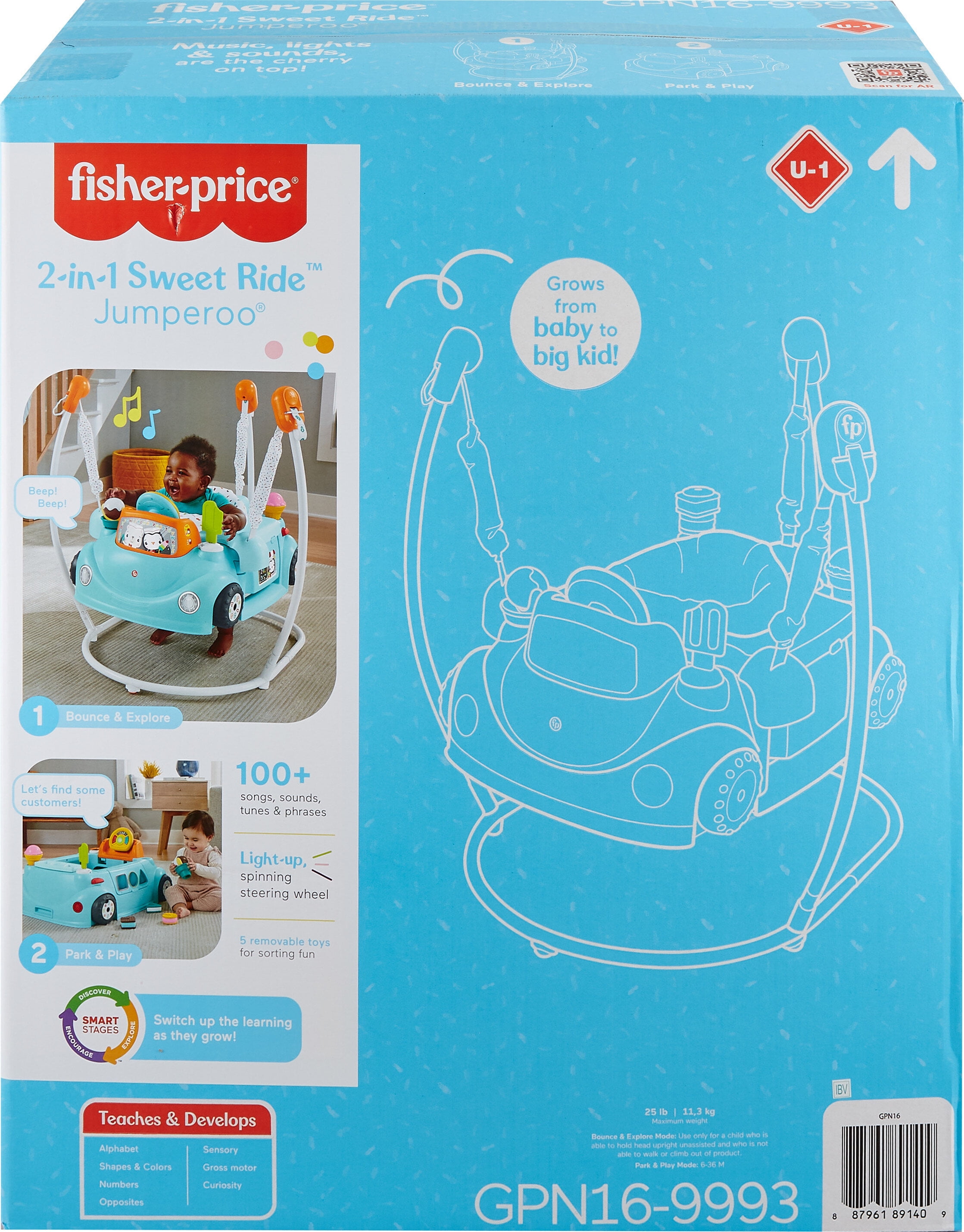 Fisher-Price 2-in-1 Sweet Ride Jumperoo Activity Center & Learning Toy for Infant and Toddler