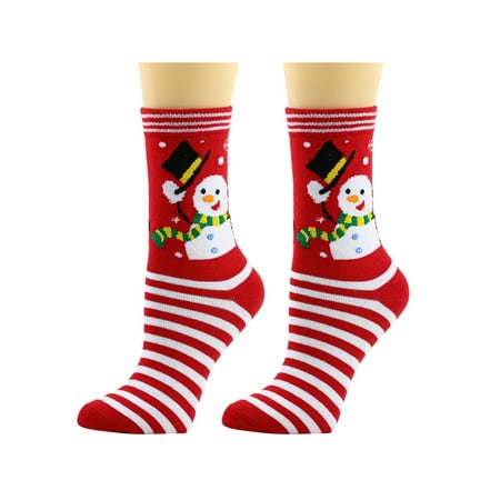 

Fanvereka Christmas Women In-tube Socks Soft Warm Cartoon Snowman Cookie Printed Socks Festival Xmas Gift