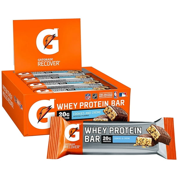 Gatorade Whey Protein Recover Bars, Cookies and Cream, 12 Count