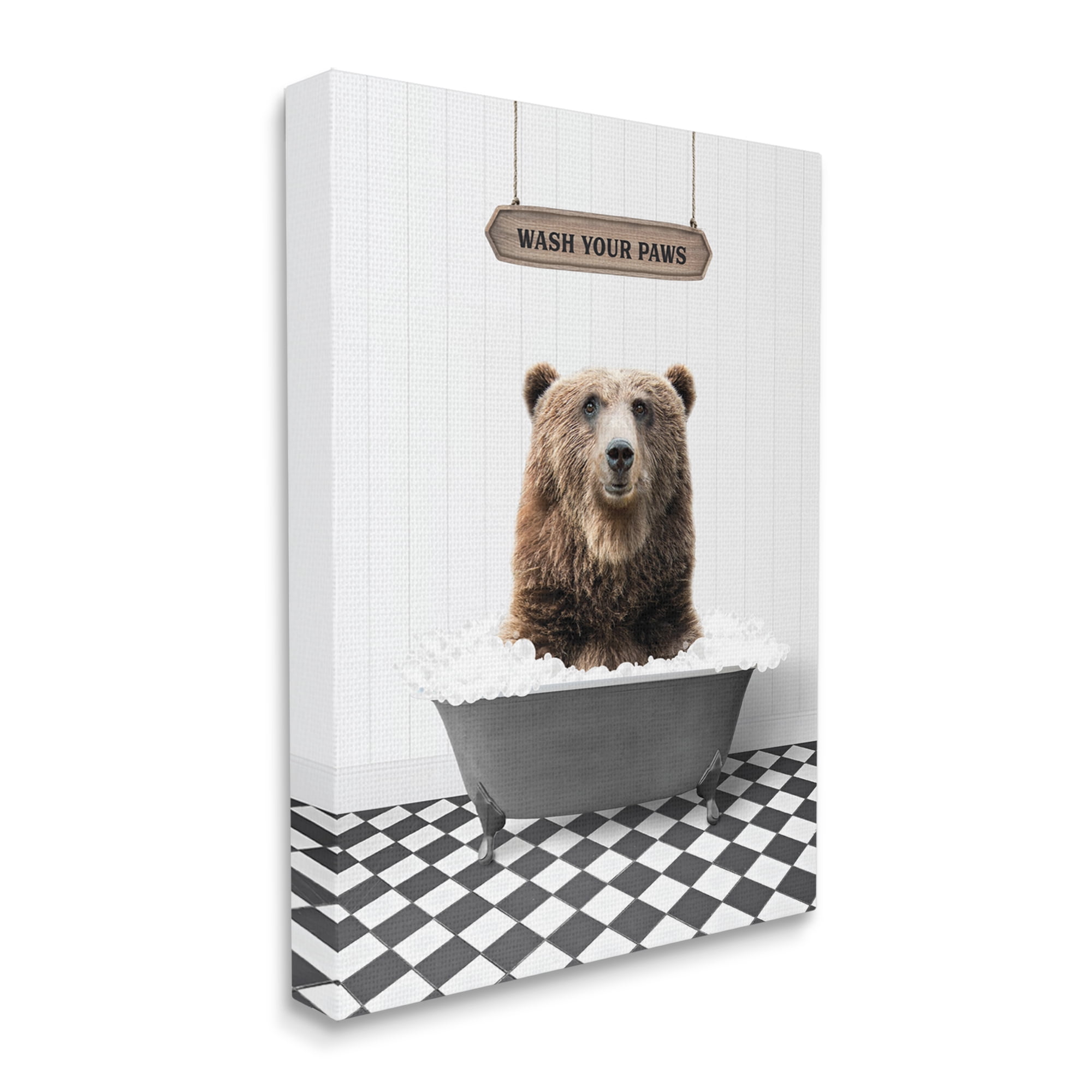 Stupell Industries Wash Your Paws Phrase Animals & Insects Painting Gallery Wrapped Canvas Print Wall Art, 24 x 30