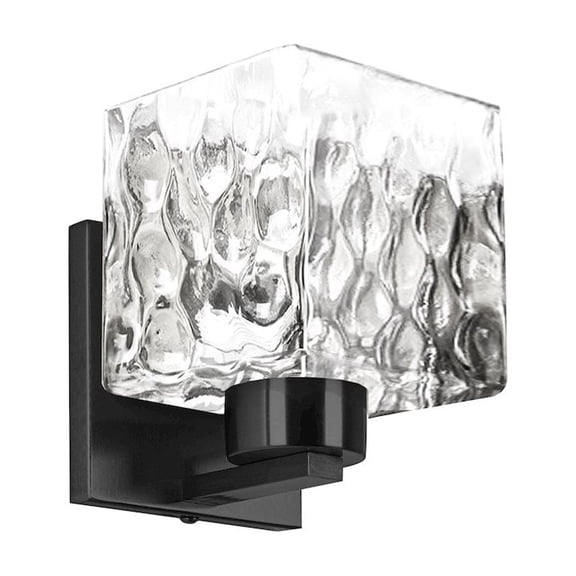Dainolite 1 Light Matte Black Wall Sconce w/ Clear Water Glass
