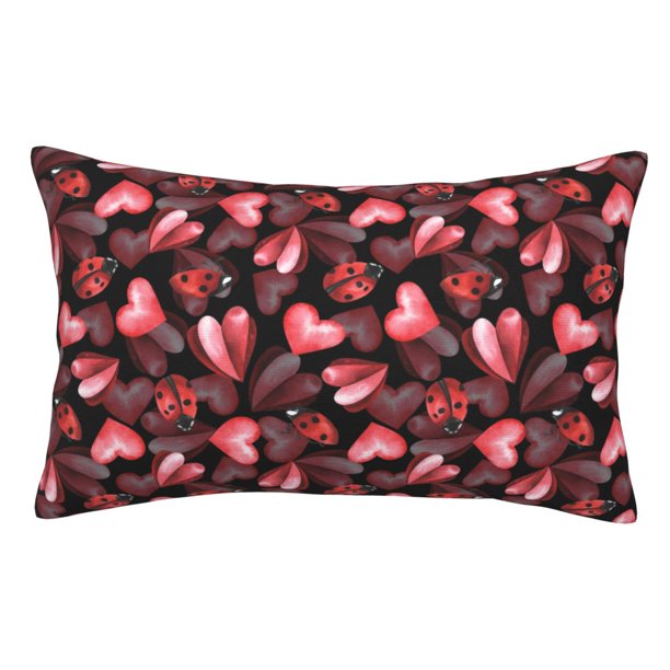 Balery Ladybugs and Red Hearts Funda de Cojín Estampada, Regalos para Mujeres, Regalos de Amor para Ella, Regalos para Novia o Esposa, Funda de Almohada-14"x20"