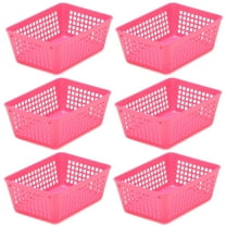 YBM Home Small Plastic Storage Basket (6 Pack), Pink 6 L x 4.5 W x 2.25 H