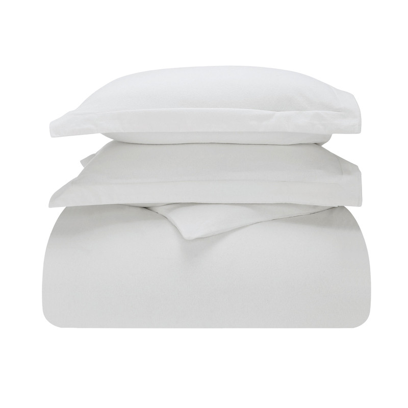 Superior Cotton Flannel Solid Duvet Cover Set, Full/Queen, Ivory