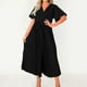 thumbnail image 2 of Vestido largo elegante con cuello en V y pliegues para mujer - Vestido midi fluido de gasa con corte en A - Adecuado para el trabajo, bodas, fiestas y uso diario, 2 of 5