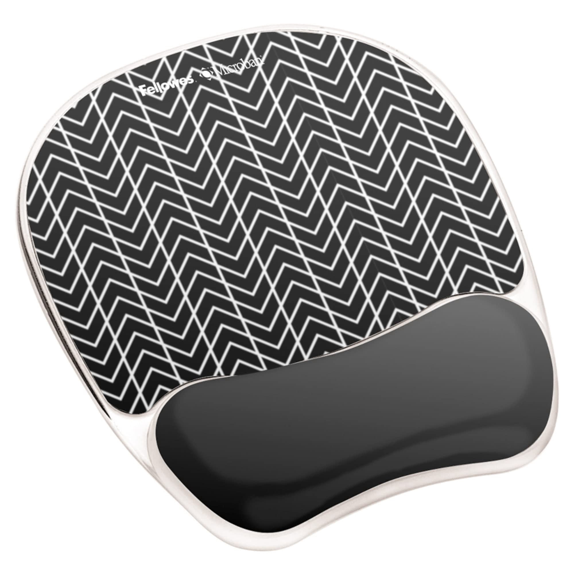 Fellowes Photo Gel Mouse Pad with Wrist Rest with Microban Protection, 7.87 x 9.25, Chevron Design