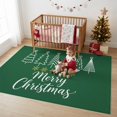 thumbnail image 6 of Merry Christmas Washable Area Rug 9 x 12 ft Rustic White Xmas Tree Snowflakes Green Backdop Soft Non‑Slip Rugs Stain Repellent Indoor Mats for Expansive Great‑Room, Living‑Dining Open Space, 6 of 9