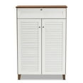 thumbnail image 3 of Bowery Hill White and Walnut 5-Shelf Wood Shoe Cabinet with Drawer, 3 of 10