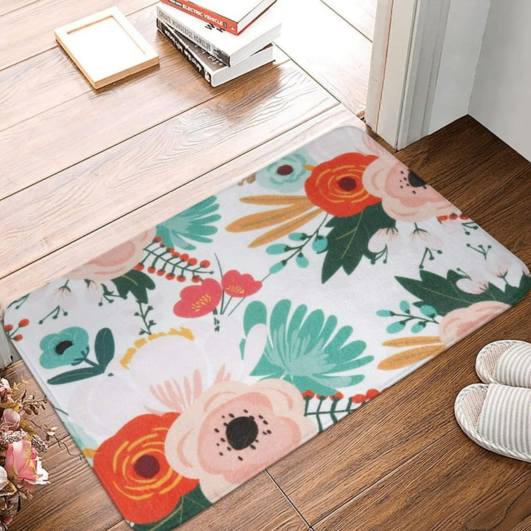 Soft Floral Bath Mats Half Round Water Absorbent Rug – Homes Rugs