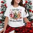 thumbnail image 2 of Just a Girl Who Loves Christmas T-Shirt | Cute Holiday Gingerbread and Santa Graphic Tee, 2 of 7