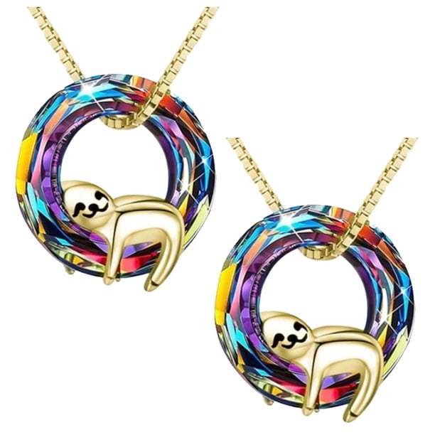 Cadena con Dije de Oso Perezoso SlothyNeck07 2 Pzas Collar Oso Perezoso/Aro Dorado Metal. High Monaco MXYHS-002