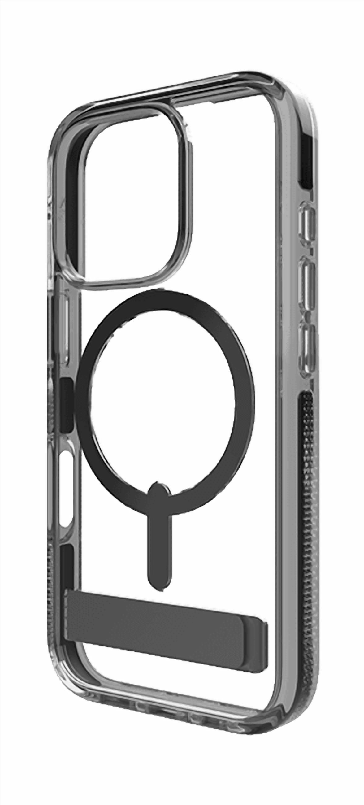 Zagg Piccadilly Snap Case with Kickstand and MagSafe for iPhone 16 Pro, Clear Black