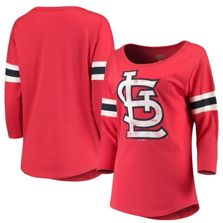 - Women's New Era Red St. Louis Cardinals Scoop Neck 3/4-Sleeve T-Shirt