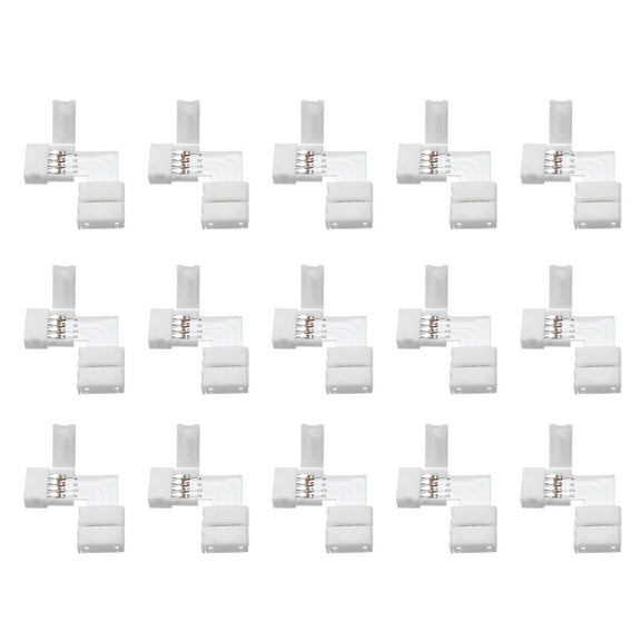 Uxcell 10mm 4P L-shape Connector Clip for 5050 RGB 4 Conductor LED Strip Lights 15Pcs