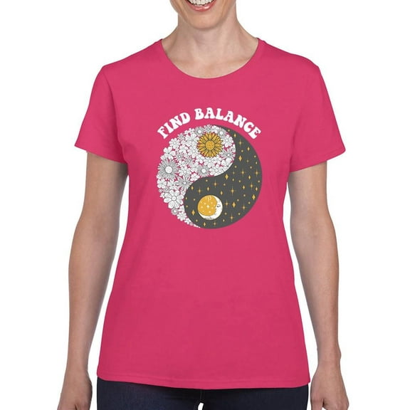 Find Balance, Ying And Yang T-Shirt Women -Smartprints Designs, Female Medium