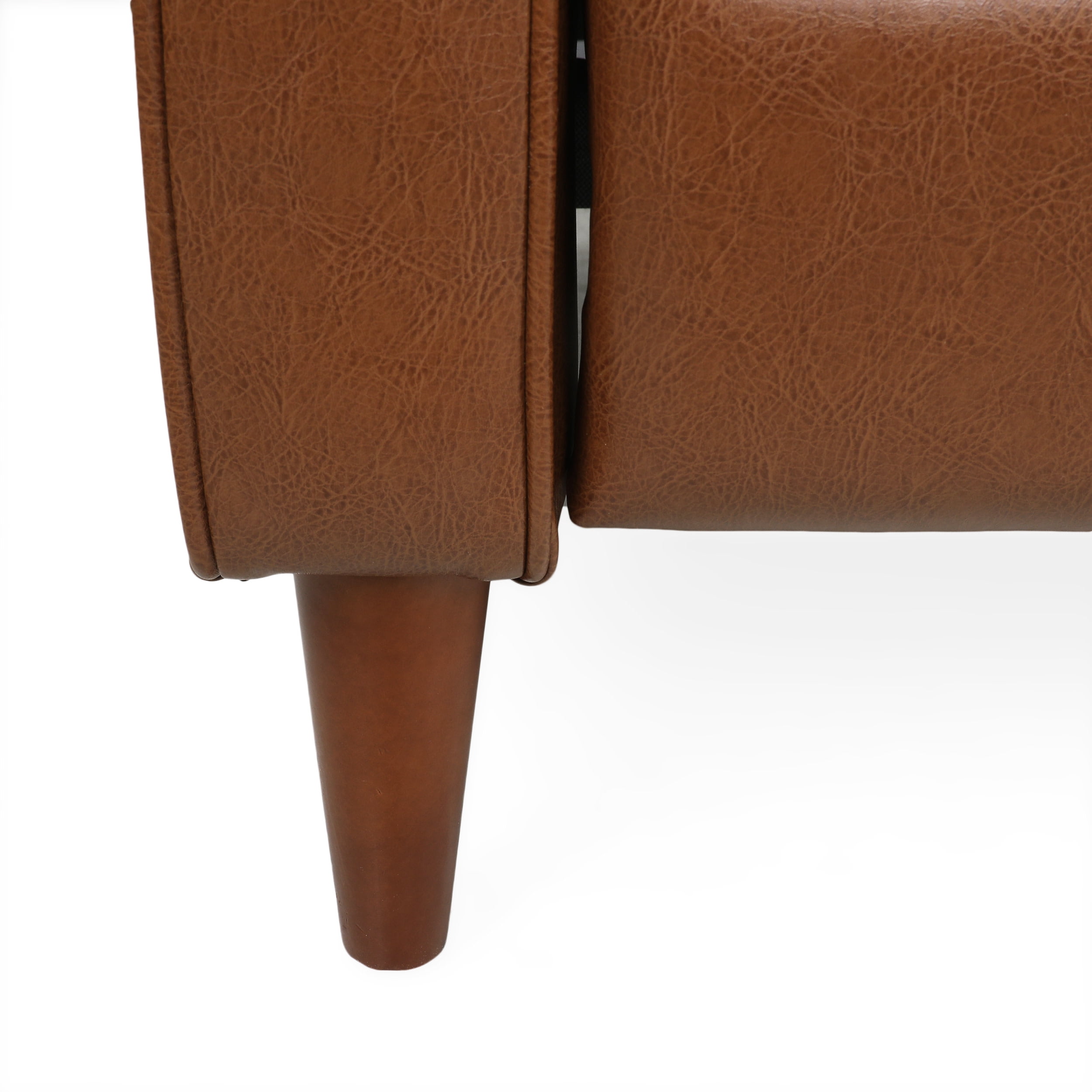 Noble House Craigue Faux Leather Tufted Loveseat Pushback Recliner, Cognac Brown
