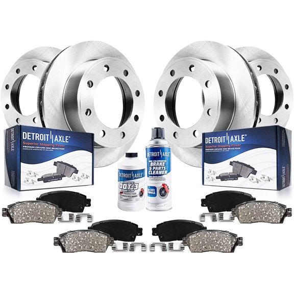 Detroit Axle - 4WD Brake Kit for 1999-2004 F-250 F-350 Super Duty 2000-2005 Ford Excursion, 8-Lug Brake Rotors and Ceramic Brakes Pads Front and Rear Replacement : 13.03" inch Front Rotors